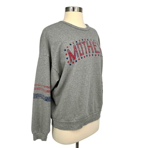 MOTHER Size S Drop Square Sweatshirt Stars Gray Pullover Crew Neck Long Sleeve - Picture 5 of 9